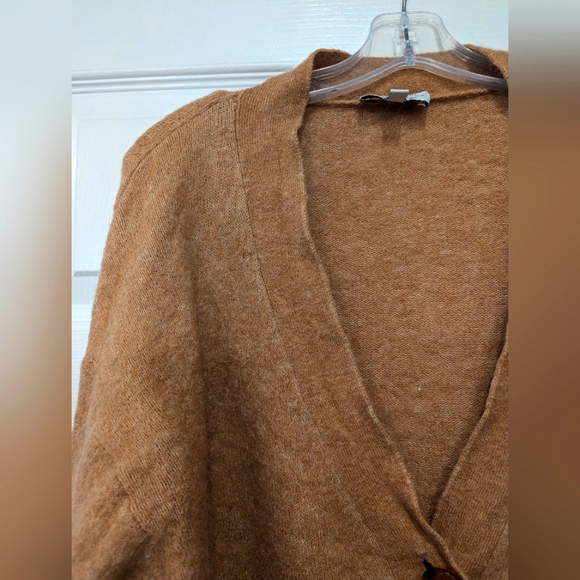 & Other Stories Alpaca Wool Blend Puff Sleeve button Carmel Cardigan sweater S - Picture 5 of 11